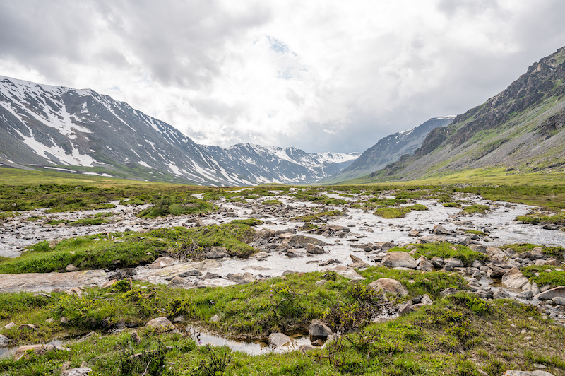 Altai Mountains Mongolia with snow-capped peaks