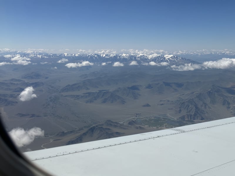 View of the Altai Mountain Mongolia region from the plane
