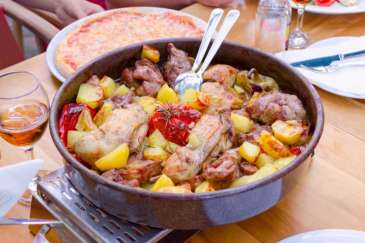 Traditional Croatian peka with vegetables.