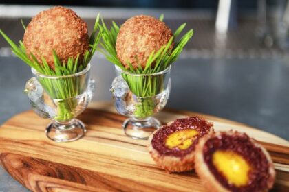 cured egg yolk black pudding