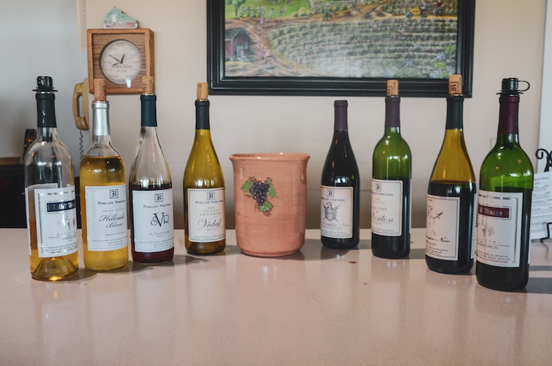 The current offerings of Robller's wines at their tasting