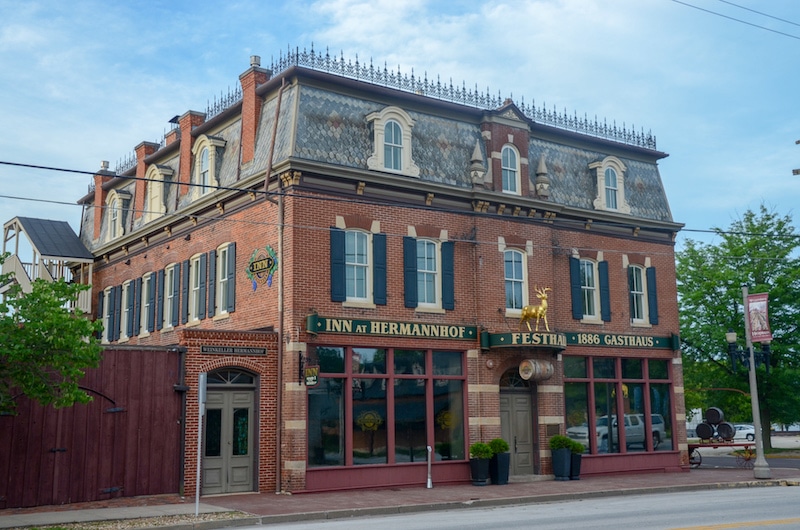 Hermannhof Tasting Room and Restaurant on the main street of Hermann