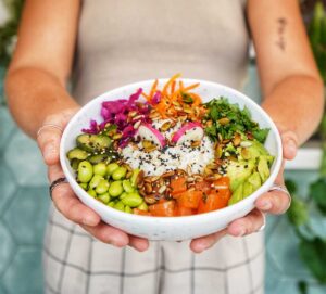 Vegan bowl at Happy Maki Brighton.