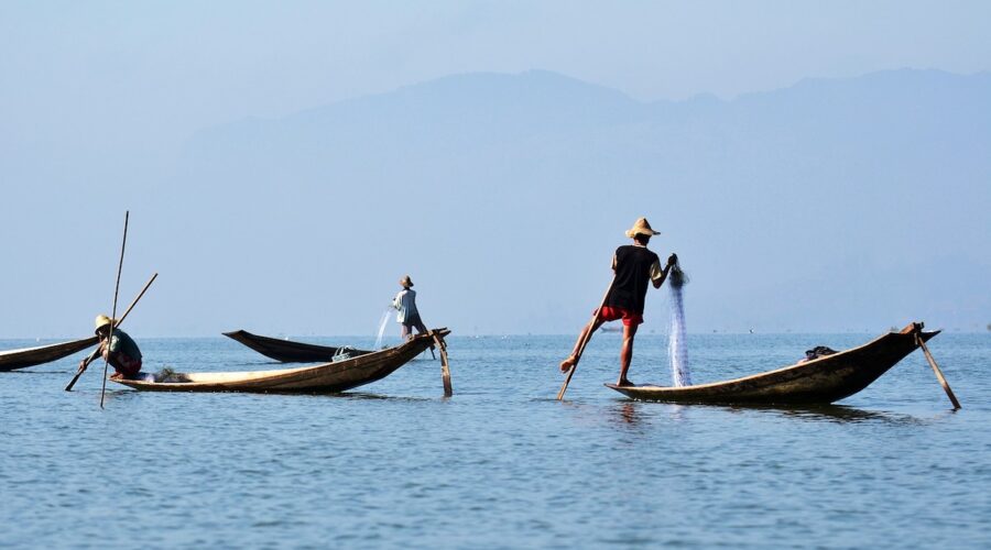 fishermen on Inle Lake in Myanmar