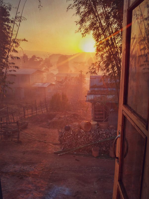 sunrise over a Myanmar village near Kalaw