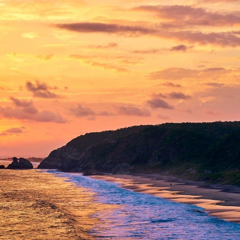 Mazunte Mexico beach at sunset