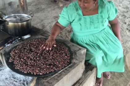Roasting cacao beans. Photo courtesy of Maya Beach Hotel and Bistro.