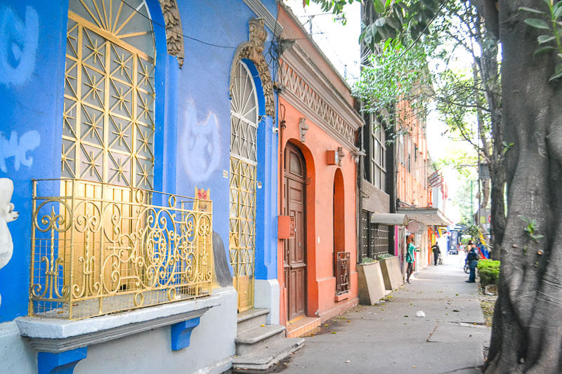 colorful houses in the Roma arts district in Mexico City