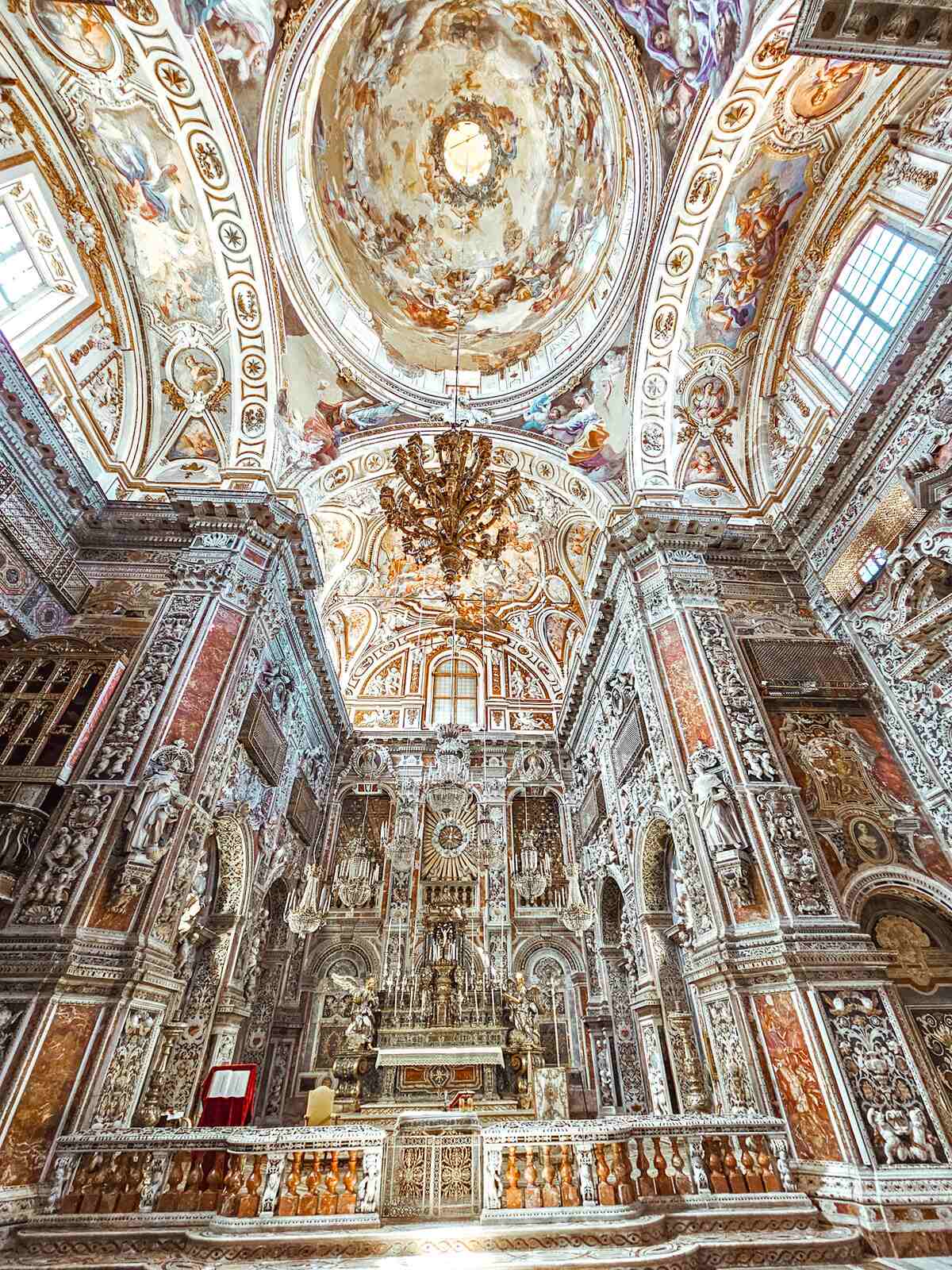 inside of Santa Caterina Church which is also home to the Segreti del Chiostro cannoli shop