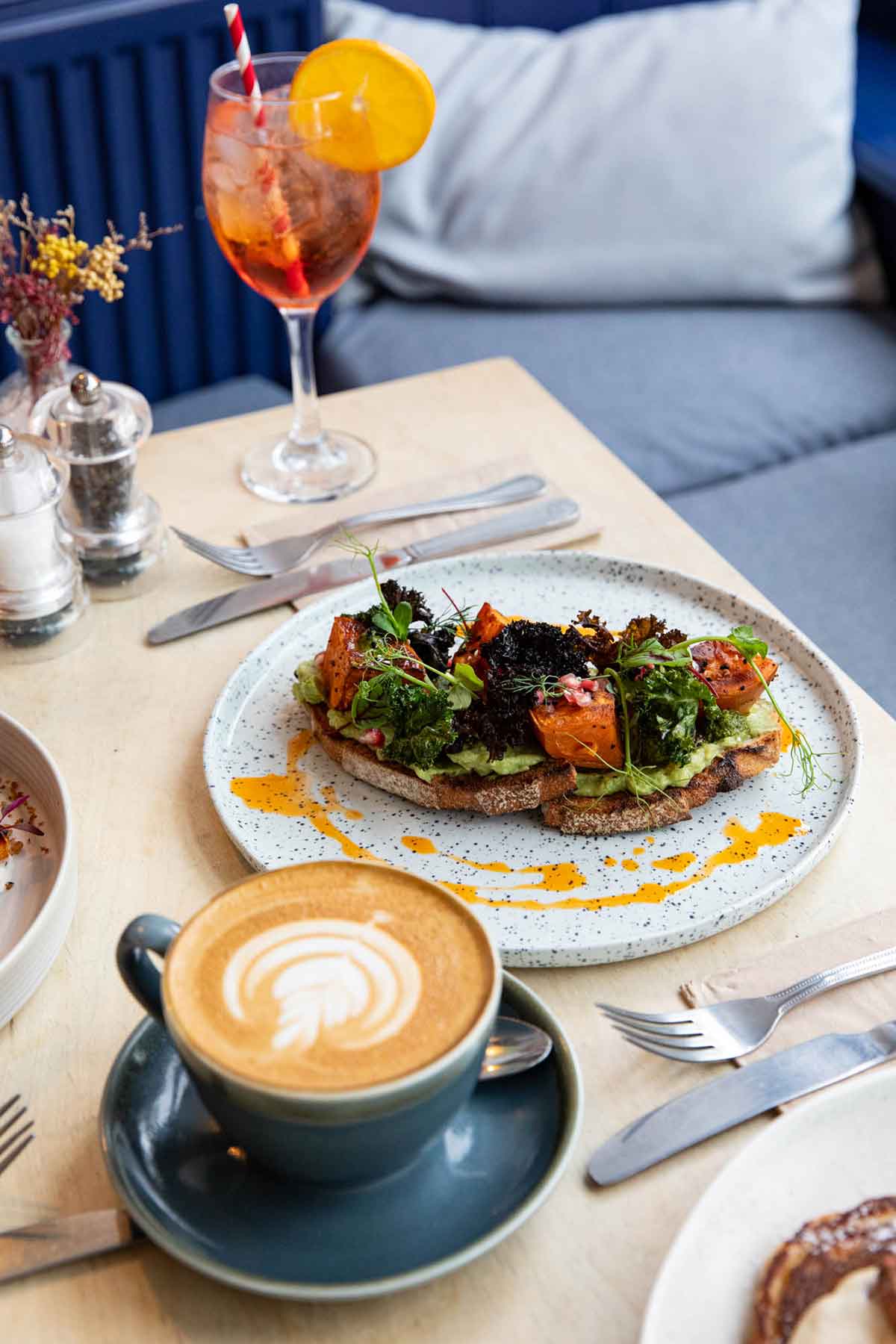 Avocado on toast and coffee at Starfish and Coffee, Brighton.