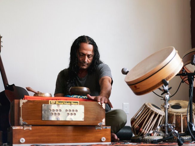 Musician Tony Khalife leading a yoga and hiking retreat