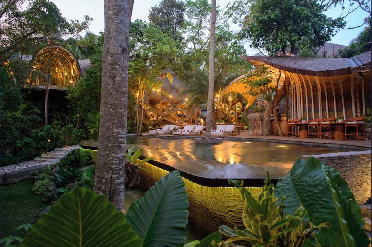 creative bamboo architecture at the vegan-friendly Ulaman Eco Luxury Retreat in Bali