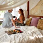 couple enjoying a vegan meal at a resort in Greece