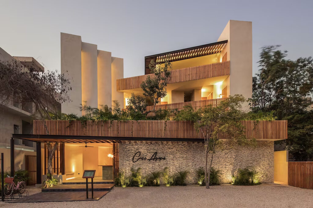 entrance of Casa Agape vegan hotel in Mexico