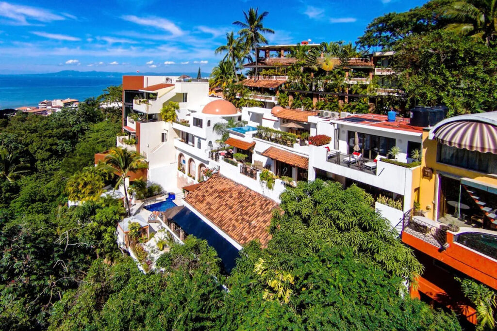 colorful exterior of Casa Cupula vegan resort in Mexico