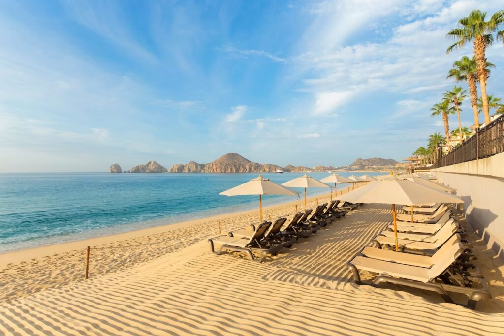 beach chairs at the Villa La Estancia Beach Resort & Spa vegan resort in Mexico