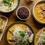 Northern Thai dishes at a vegan resort in Thailand