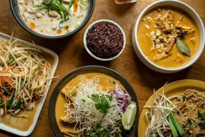Northern Thai dishes at a vegan resort in Thailand