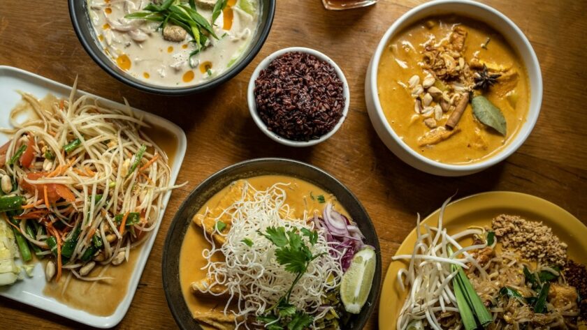 Northern Thai dishes at a vegan resort in Thailand