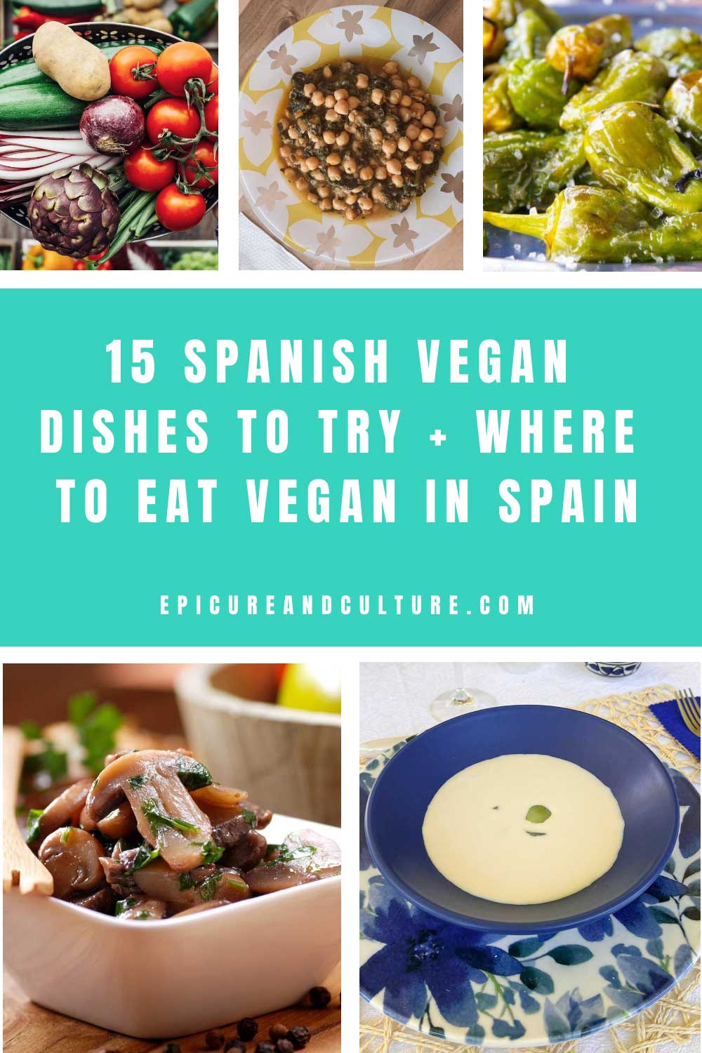 Pinterest pin that reads where to eat vegan in Spain.