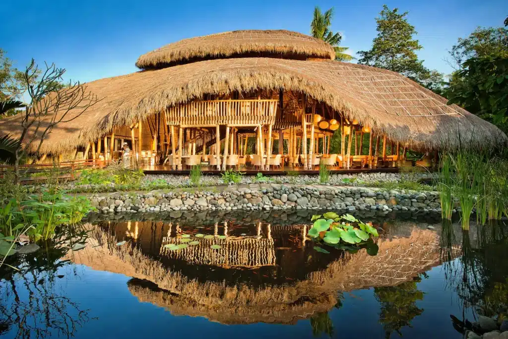 building made of bamboo at Fivelements Retreat in Mambal, Bali